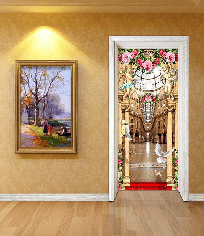 3D angel surround church door mural Wallpaper AJ Wallpaper 