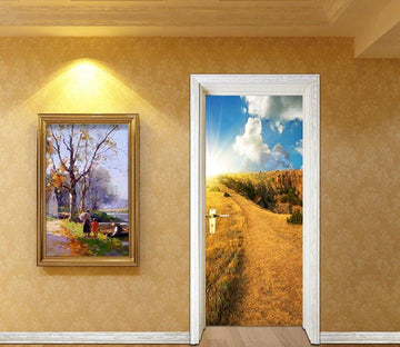 3D golden paddy fields door mural Wallpaper AJ Wallpaper 