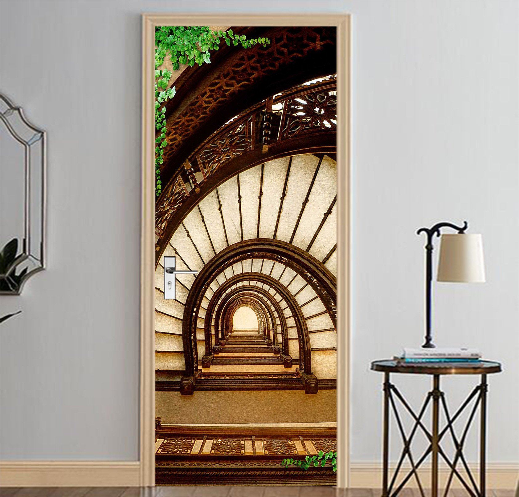 3D Buildings Stairway 86 Door Mural Wallpaper AJ Wallpaper 