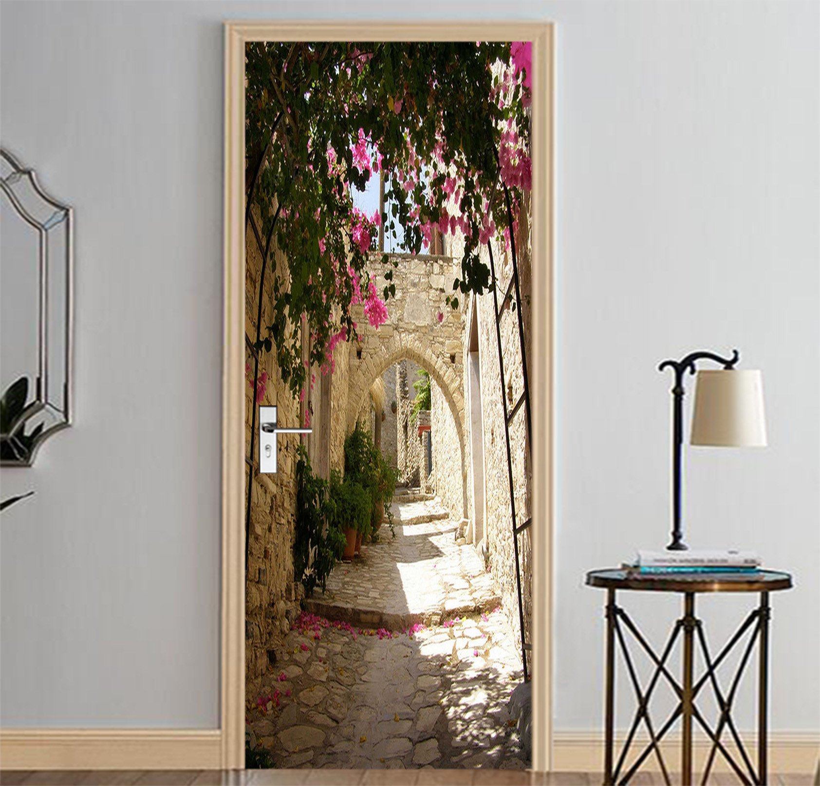 3D Passageway Flowers 85 Door Mural Wallpaper AJ Wallpaper 