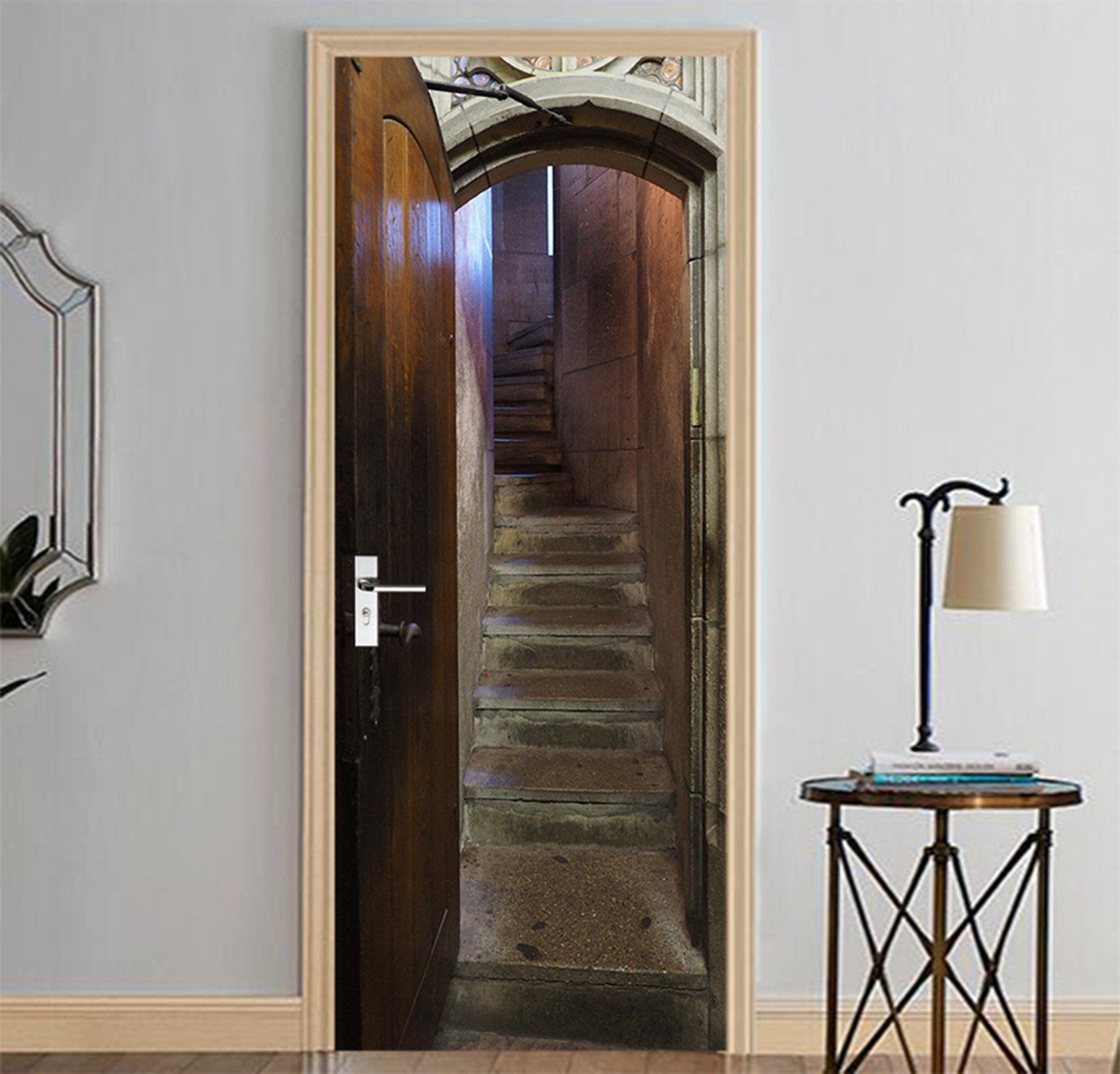 3D Narrow Stairway 32 Door Mural Wallpaper AJ Wallpaper 