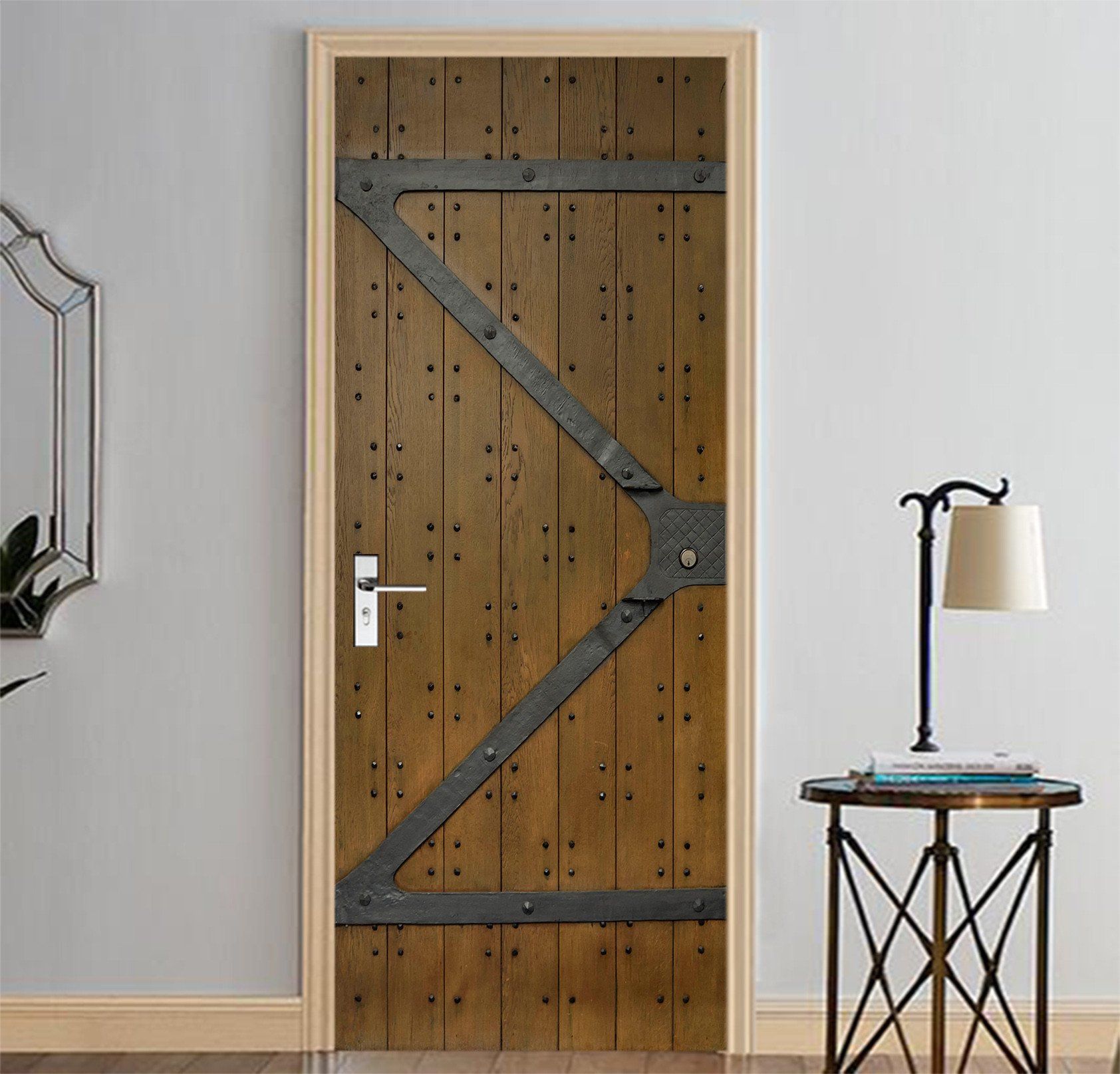 3D Gate Nailed Planks Door Mural Wallpaper AJ Wallpaper 