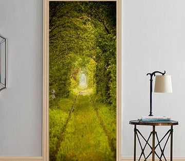 3D green forest door mural Wallpaper AJ Wallpaper 