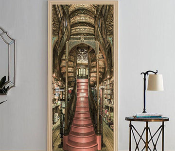 3D stairs bookstore door mural Wallpaper AJ Wallpaper 
