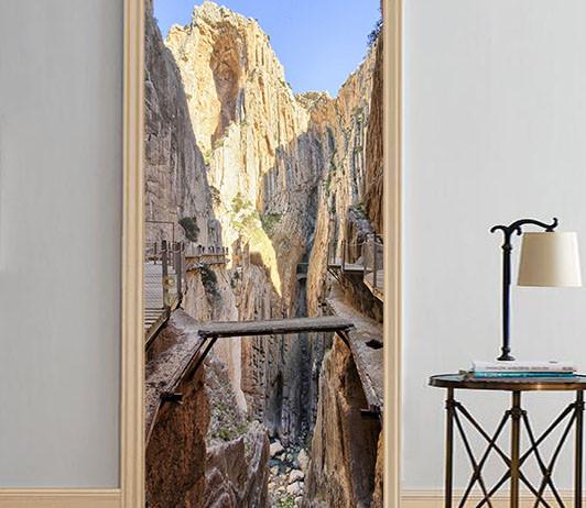 3D bridge in the mountains door mural Wallpaper AJ Wallpaper 