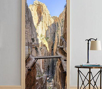 3D bridge in the mountains door mural Wallpaper AJ Wallpaper 