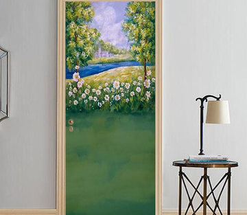 3D painting for flowers and trees door mural Wallpaper AJ Wallpaper 