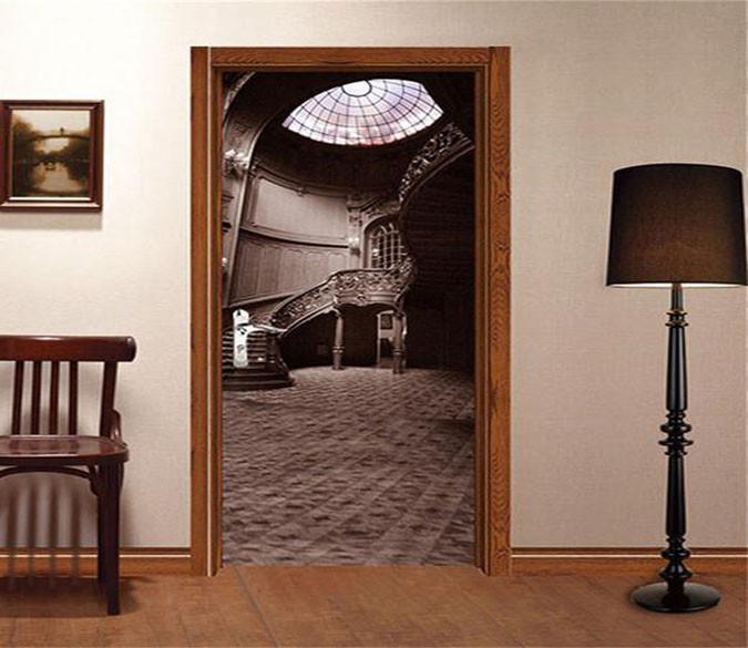 3D transparent skylight staircase door mural Wallpaper AJ Wallpaper 