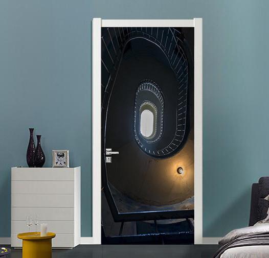 3D revolving stairs door mural Wallpaper AJ Wallpaper 