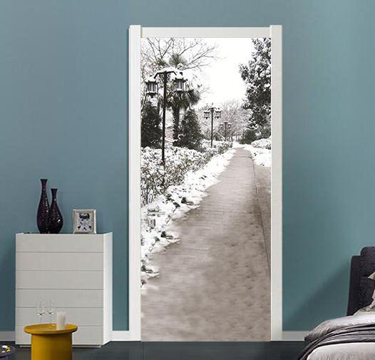 3D snow on the trees the snow door mural Wallpaper AJ Wallpaper 