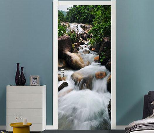 3D stones under the river door mural Wallpaper AJ Wallpaper 