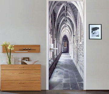 3D circular arch stone gallery door mural Wallpaper AJ Wallpaper 