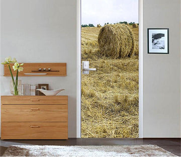 3D rice pile field grassland door mural Wallpaper AJ Wallpaper 