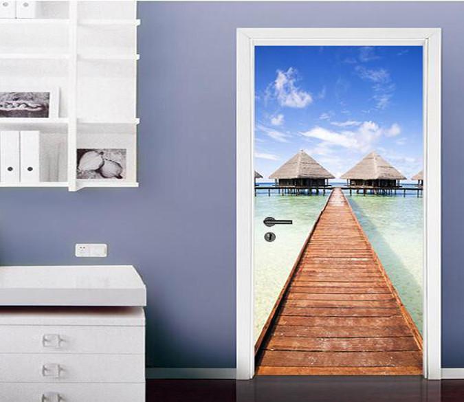 3D house in the sea door mural Wallpaper AJ Wallpaper 