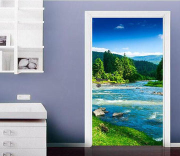 3D orest the blue sea door mural Wallpaper AJ Wallpaper 