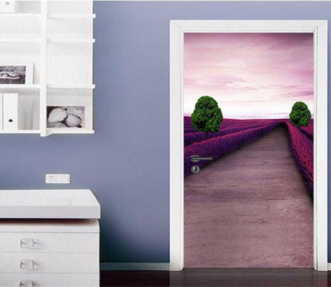 3D la route de lavande door mural Wallpaper AJ Wallpaper 