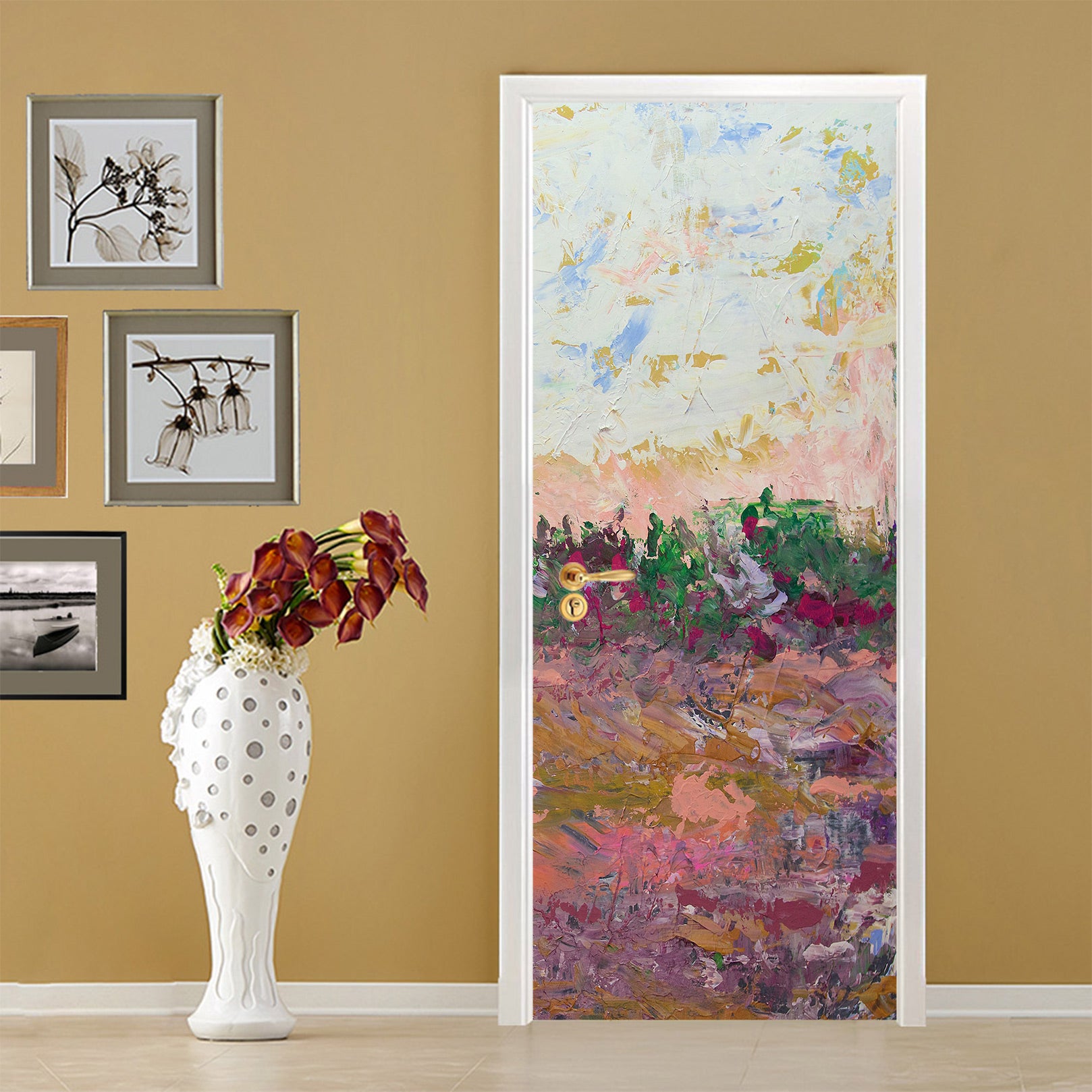 3D Flowers Painting Pattern 93215 Allan P. Friedlander Door Mural