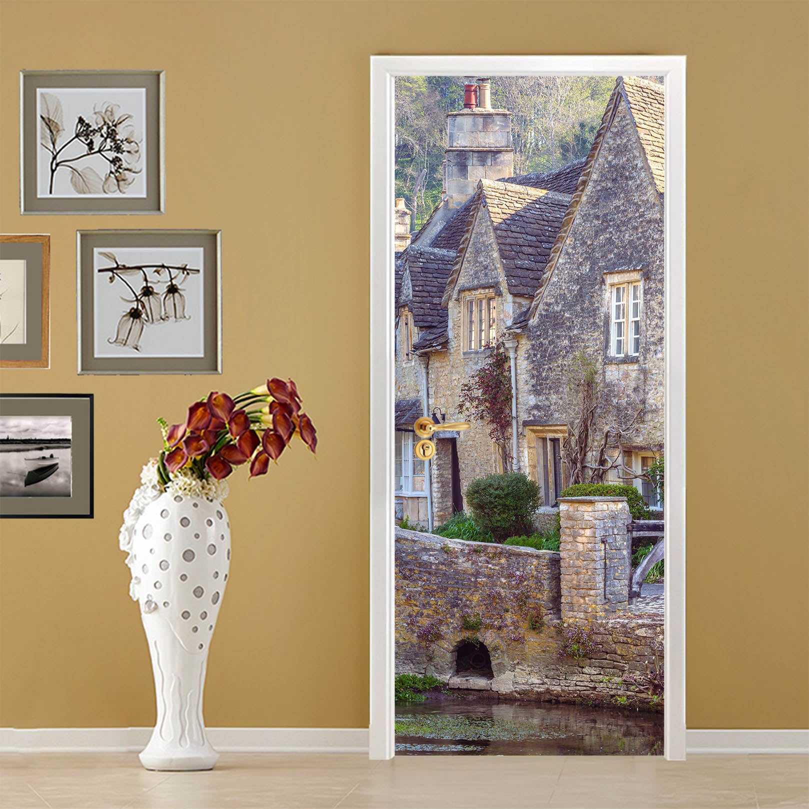3D Grey Stone Wall 5158 Assaf Frank Door Mural