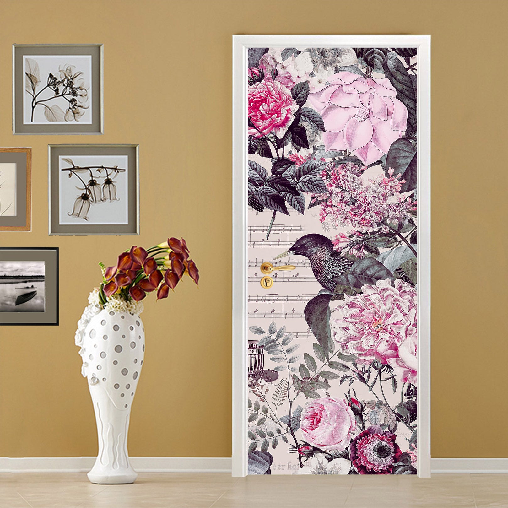 3D Flowers Clump Bird 11889 Andrea Haase Door Mural