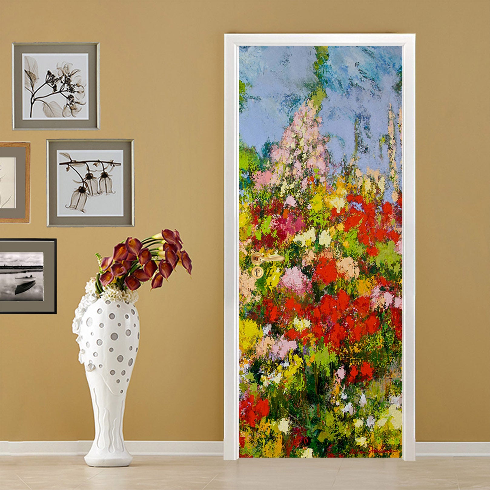3D Garden Color Flower Painting 93113 Allan P. Friedlander Door Mural