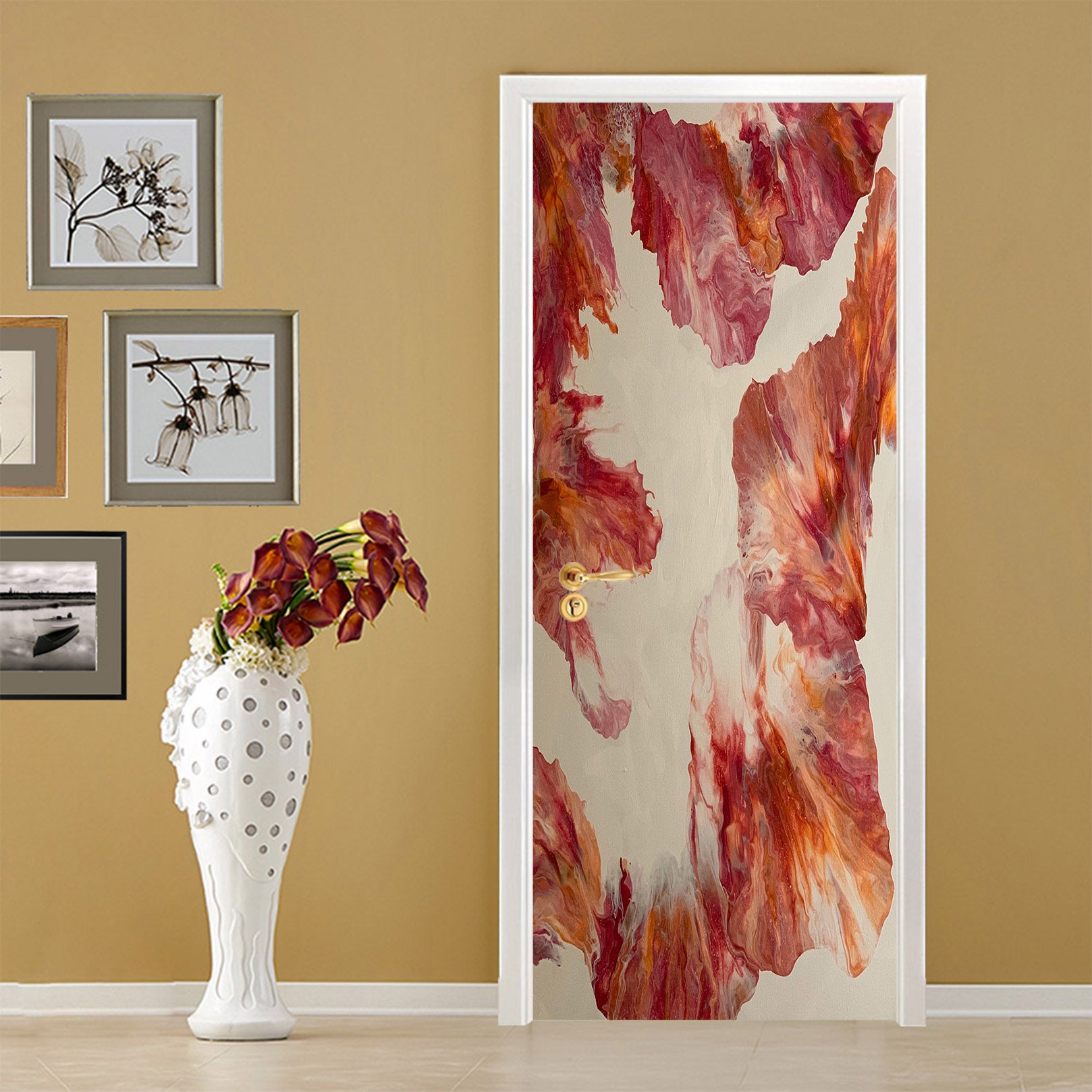 3D Red Texture 9205 Valerie Latrice Door Mural