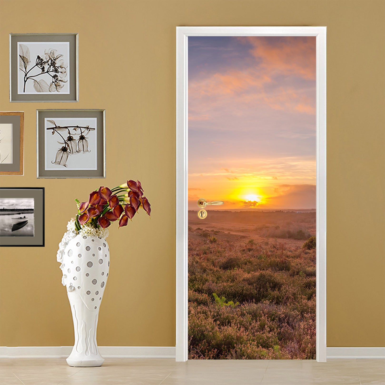 3D Dusk Grassland 5122 Assaf Frank Door Mural