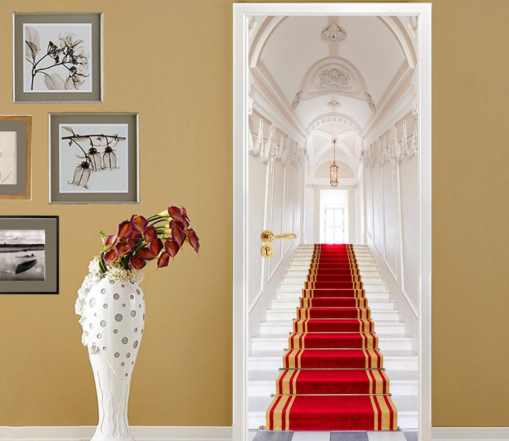 3D circular dome top the red carpet corridor door mural Wallpaper AJ Wallpaper 