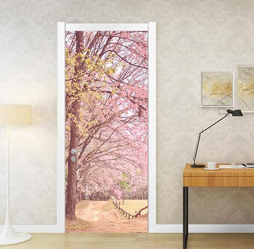 3D blooming tree door mural Wallpaper AJ Wallpaper 