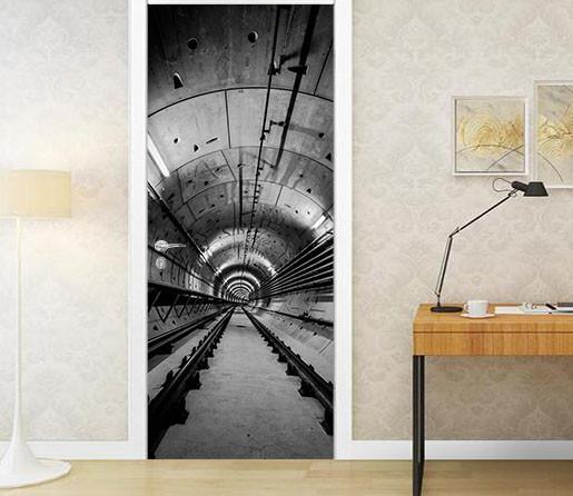 3D black space door mural Wallpaper AJ Wallpaper 