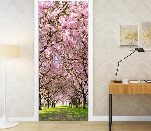 3D natural flowers and trees door mural Wallpaper AJ Wallpaper 