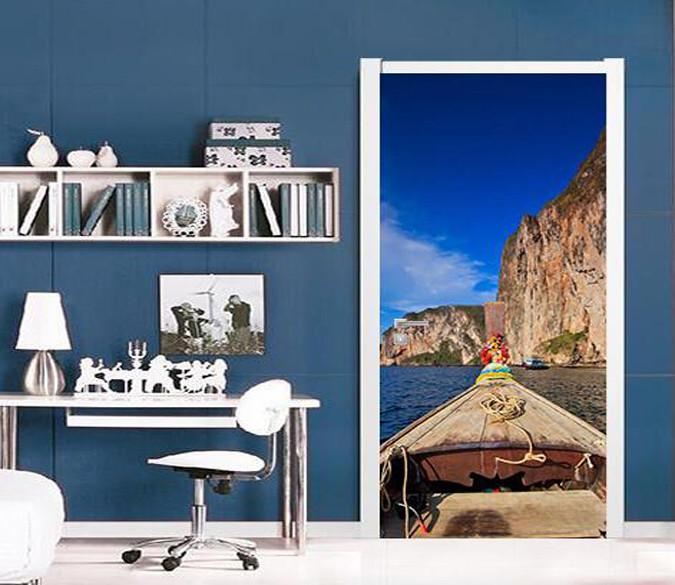 3D mountains and rivers door mural Wallpaper AJ Wallpaper 