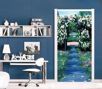 3D flower arch path door mural Wallpaper AJ Wallpaper 