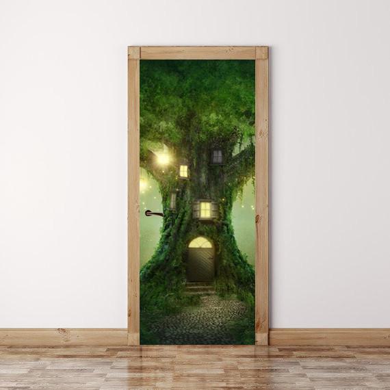 3D house the tree forest door mural Wallpaper AJ Wallpaper 