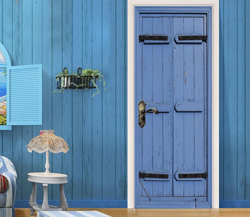 3D board blue painting door mural Wallpaper AJ Wallpaper 