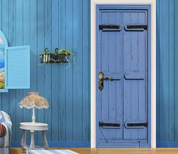 3D board blue painting door mural Wallpaper AJ Wallpaper 