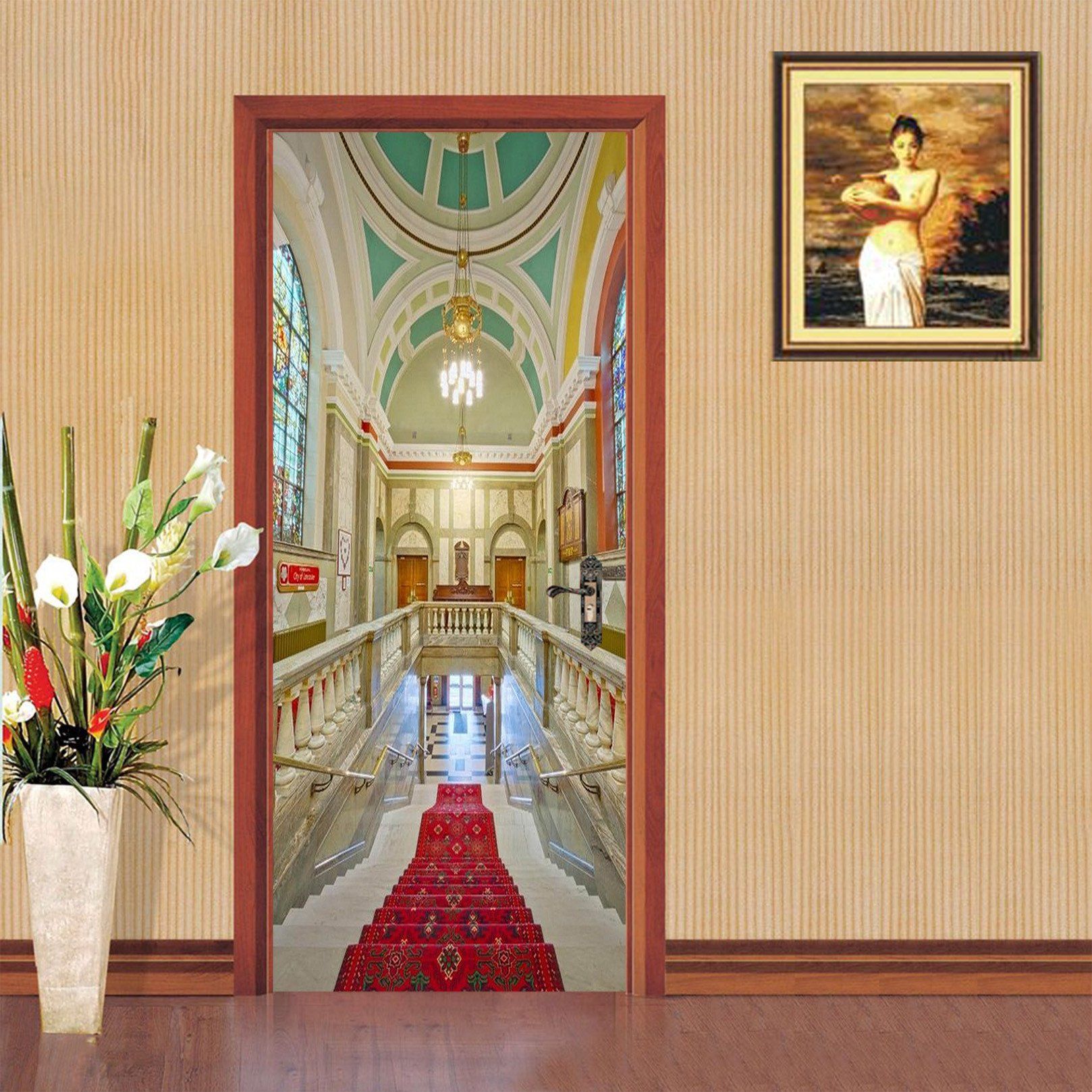 3D Pretty House Stairs 77 Door Mural Wallpaper AJ Wallpaper 