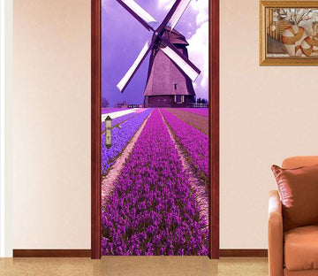 3D lavender field windmill door mural Wallpaper AJ Wallpaper 