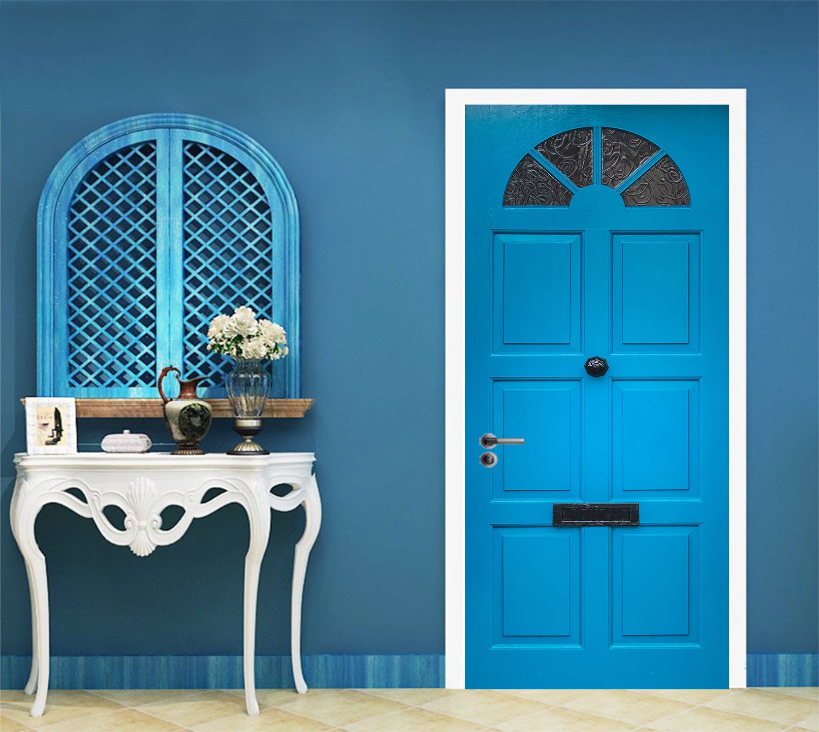 3D Blue Bedroom Door 021 Door Mural