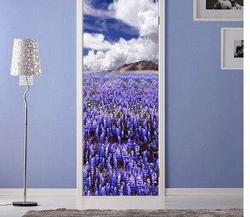 3D lavender fields under the clouds door mural Wallpaper AJ Wallpaper 