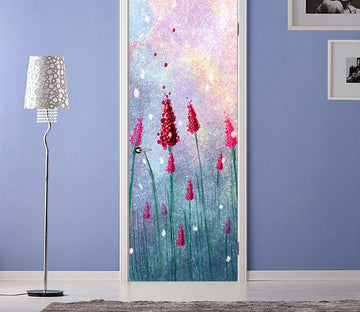 3D bright red flower painting door mural Wallpaper AJ Wallpaper 