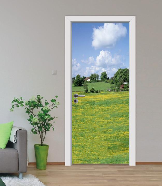 3D plain blue sky white clouds door mural Wallpaper AJ Wallpaper 