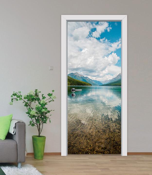 3D clear sea white clouds door mural Wallpaper AJ Wallpaper 