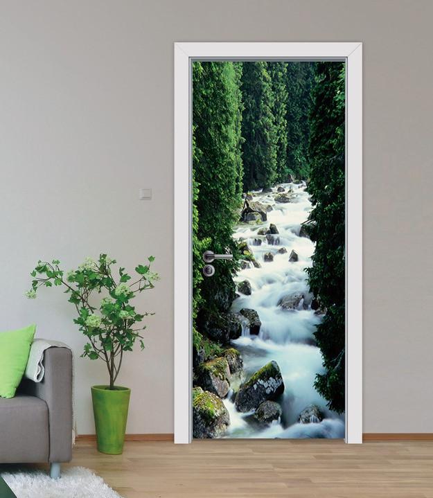 3D pine river stone door mural Wallpaper AJ Wallpaper 