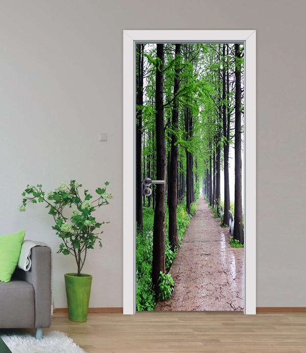 3D forest tree scenery door mural Wallpaper AJ Wallpaper 