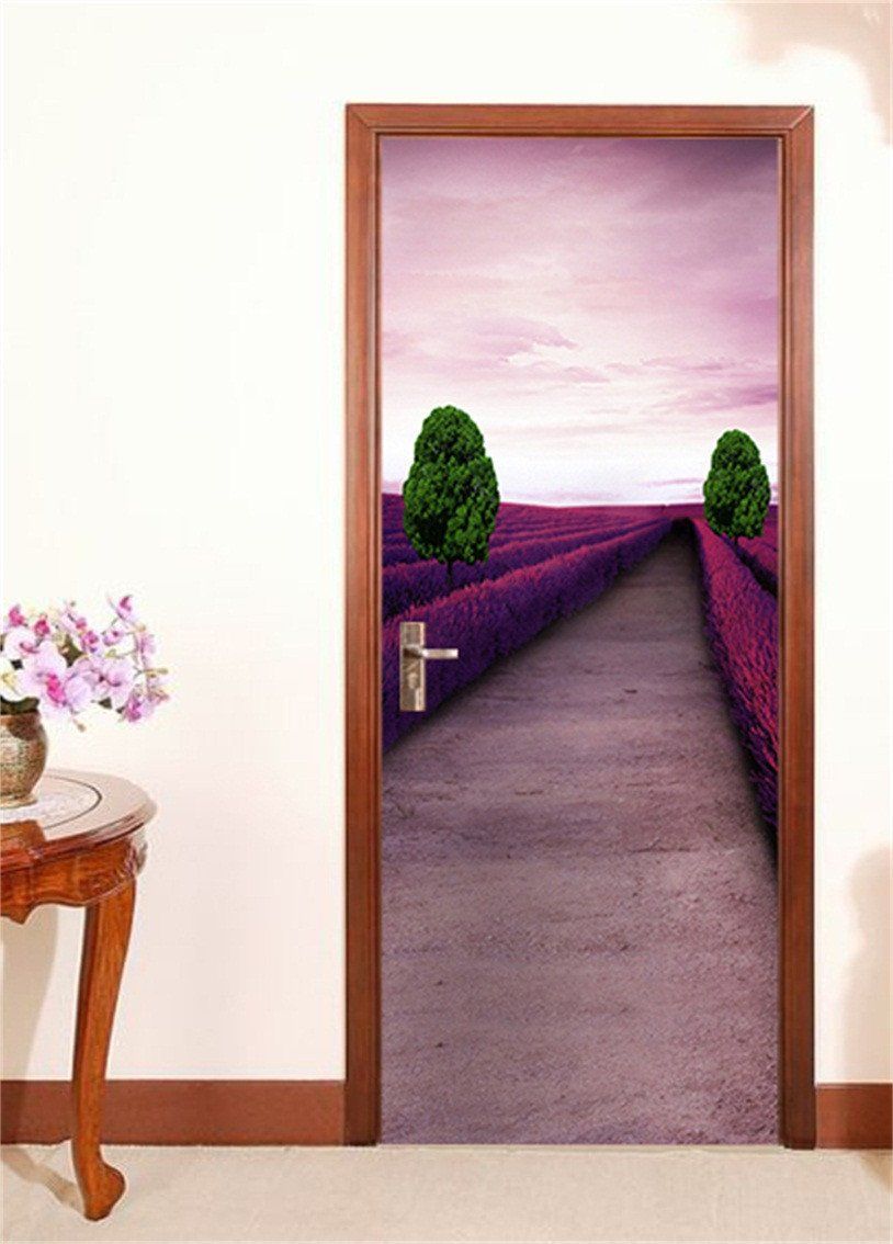 3D la route de lavande door mural Wallpaper AJ Wallpaper 