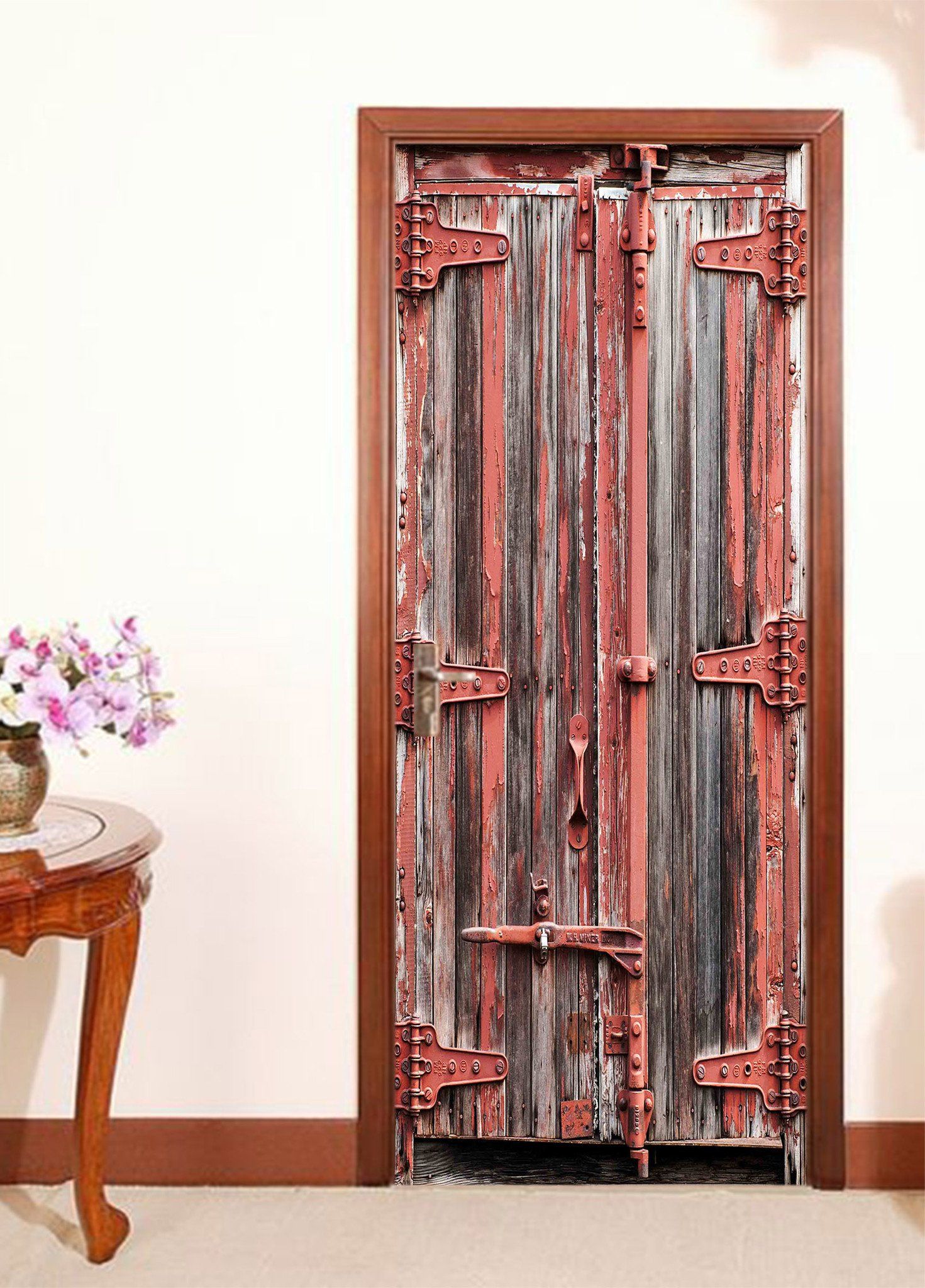 3D Reinforced Wooden Gate 12 Door Mural Wallpaper AJ Wallpaper 