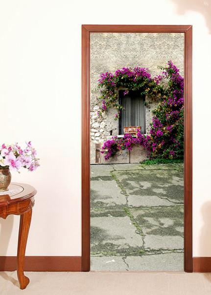 3D windowsill flowers wall door mural Wallpaper AJ Wallpaper 