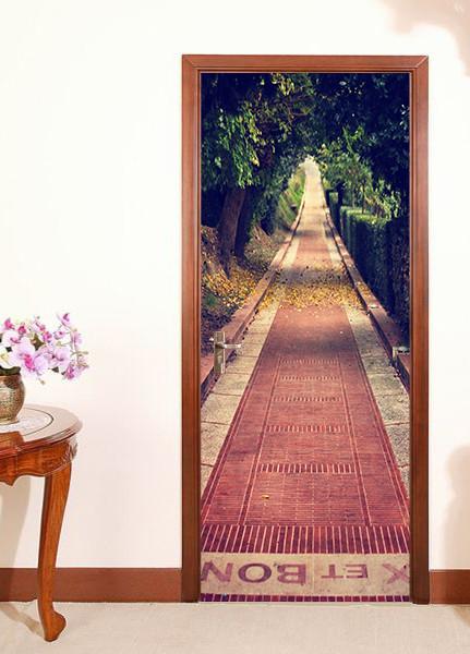 3D carpet green trees painting door mural Wallpaper AJ Wallpaper 