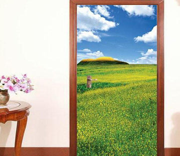 3D scarecrow grassland blue sky door mural Wallpaper AJ Wallpaper 