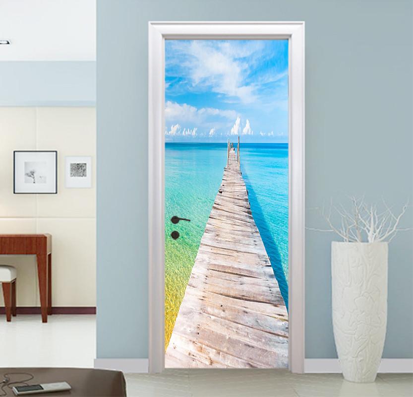 3D transparent brine wooden bridge door mural Wallpaper AJ Wallpaper 